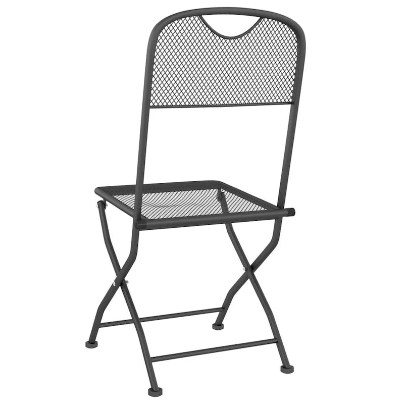 Ensemble de 4 chaises de salle à manger pliantes d'extérieur, en métal à maille gris foncé