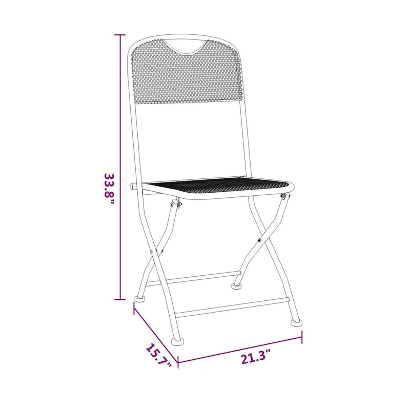 Ensemble de 4 chaises de salle à manger pliantes d'extérieur, en métal à maille gris foncé