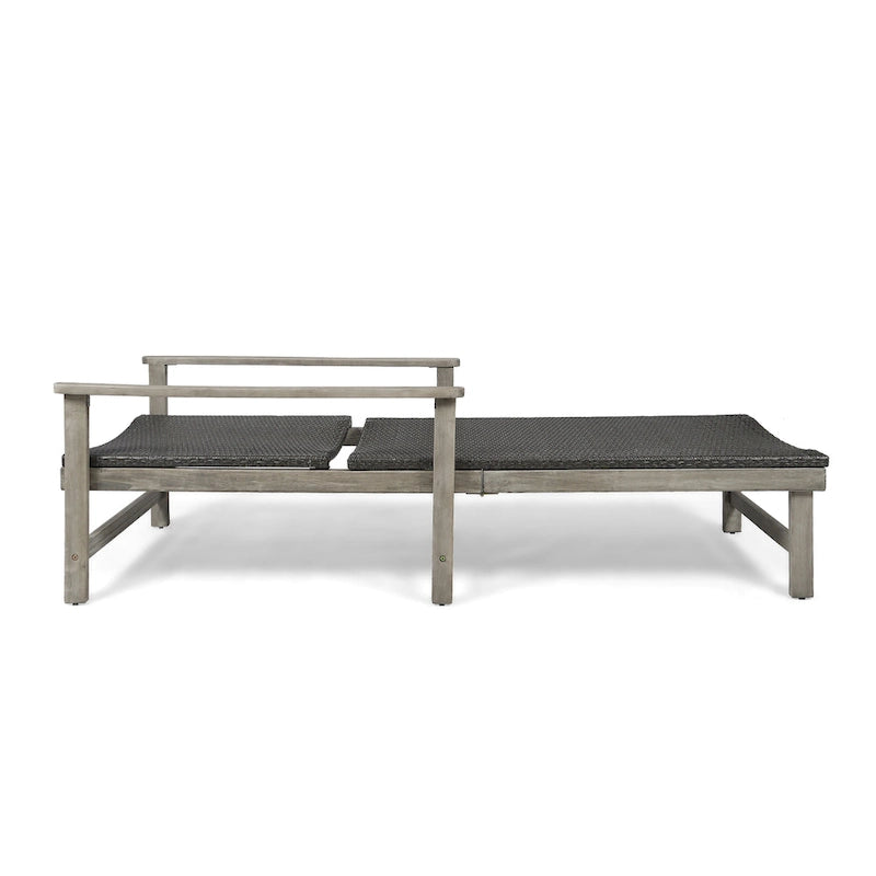 Chaise longue Hampton en bois et osier