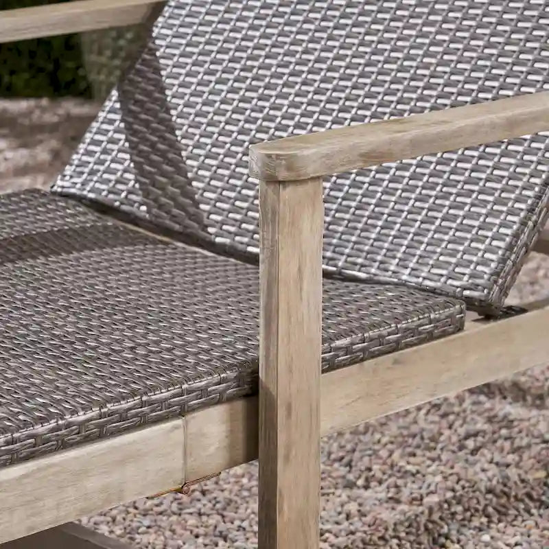 Chaise longue Hampton en bois et osier