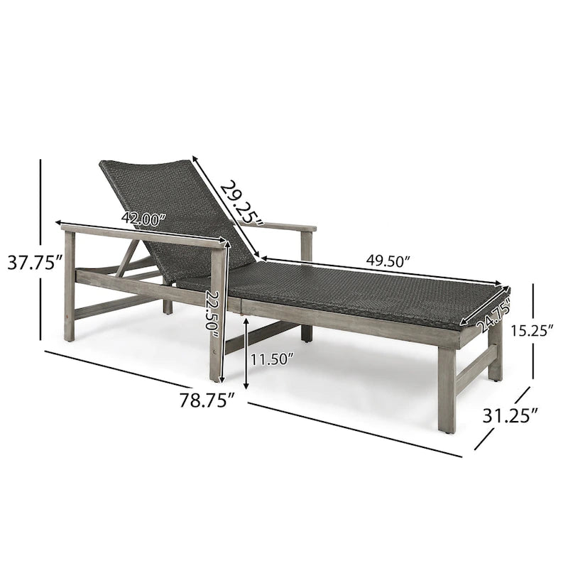 Chaise longue Hampton en bois et osier