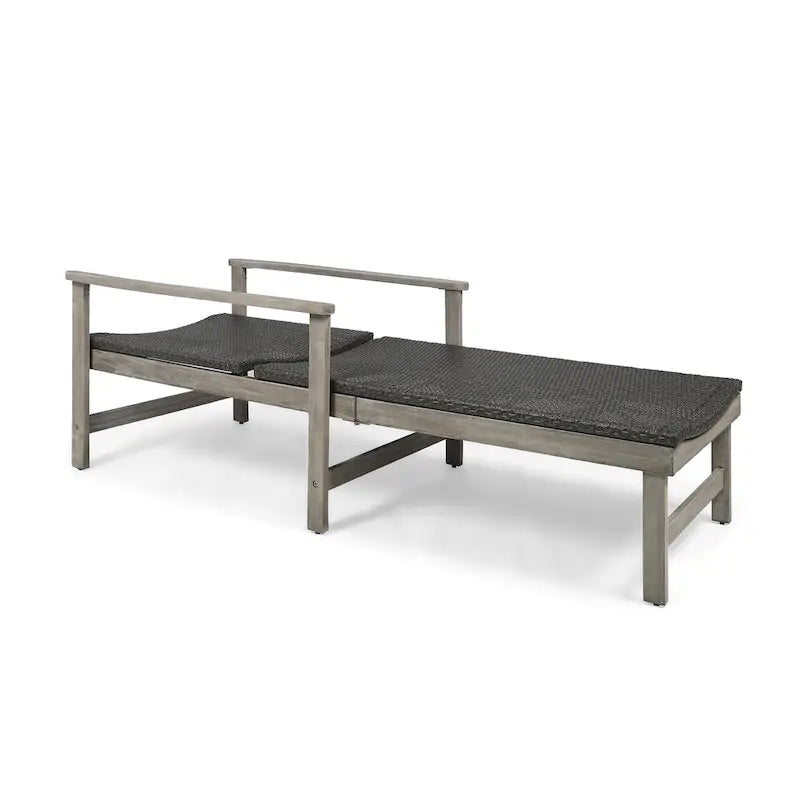 Chaise longue Hampton en bois et osier