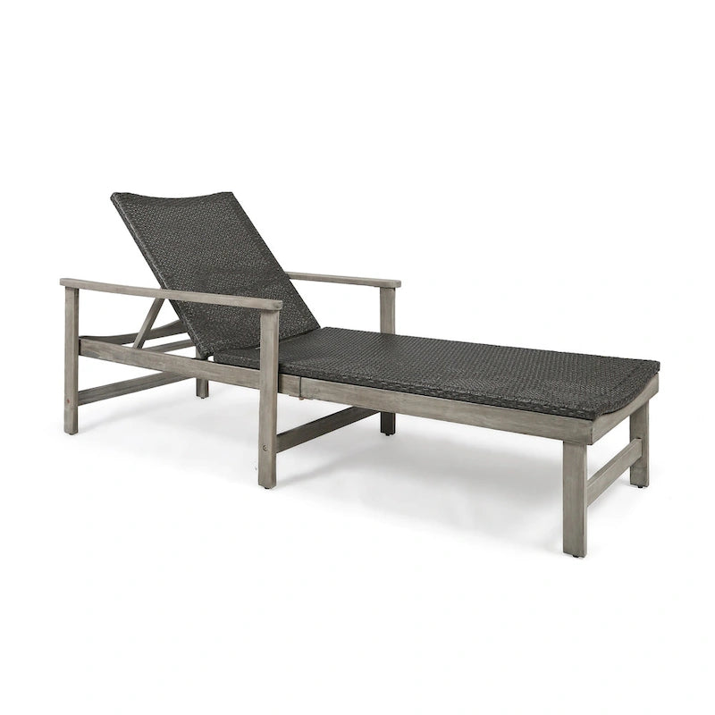 Chaise longue Hampton en bois et osier