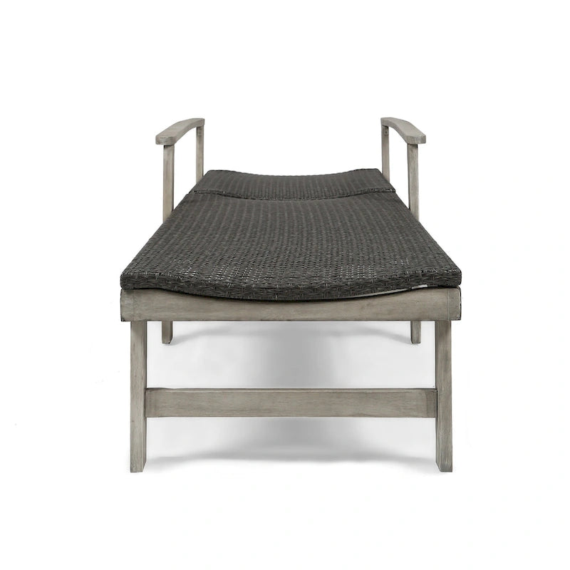 Chaise longue Hampton en bois et osier