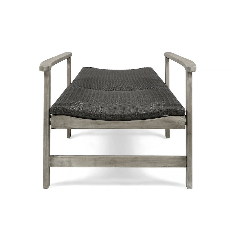 Chaise longue Hampton en bois et osier