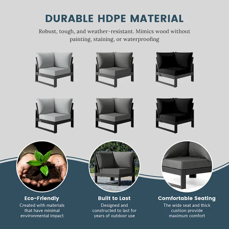 Fauteuil d'angle profond Polytrends Endless Patio avec structure grise