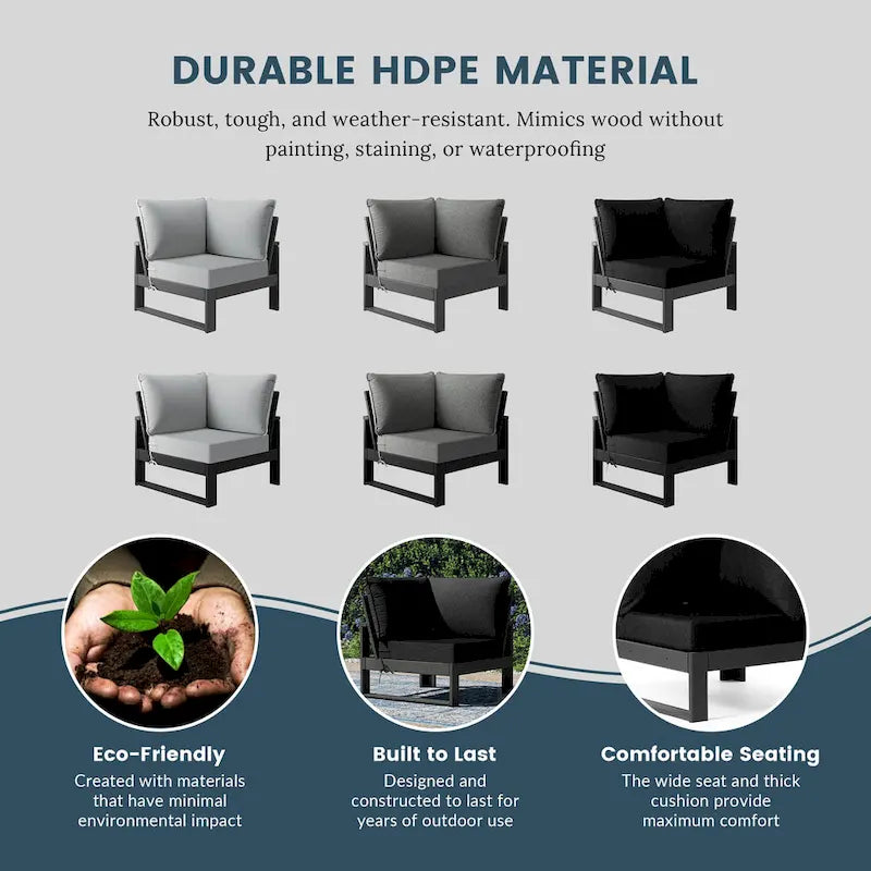 Fauteuil d'angle profond Polytrends Endless Patio avec structure grise