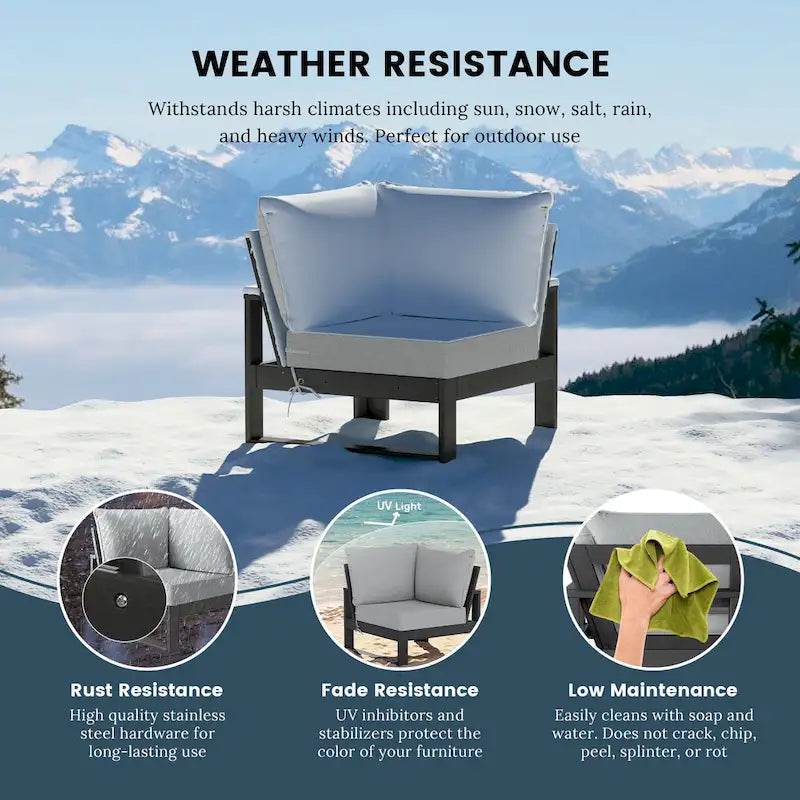 Fauteuil d'angle profond Polytrends Endless Patio avec structure grise