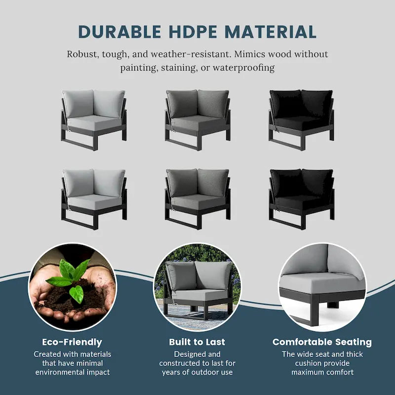 Fauteuil d'angle profond Polytrends Endless Patio avec structure grise