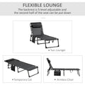 Chaise longue inclinable, transat portable, lit de camp pliant, avec dossier réglable et oreiller amovible