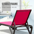Chaise longue d'extérieur, 2 pièces, chaise longue de patio en aluminium et plastique avec dossier réglable sur 5 positions et roulettes