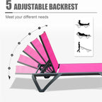 Chaise longue d'extérieur, 2 pièces, chaise longue de patio en aluminium et plastique avec dossier réglable sur 5 positions et roulettes