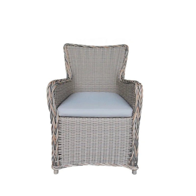 Ensemble de 2 chaises de salle à manger Teva Furniture Hawaii en résine tressée PE, coloris gris/blanc cassé/beige, avec coussin