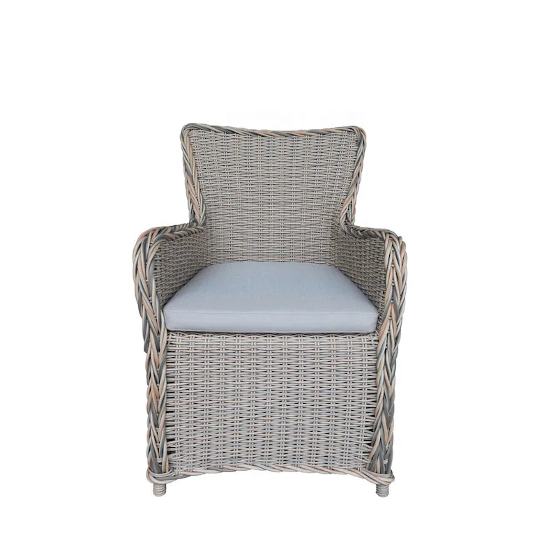 Teva Furniture Hawaii PE Wicker 3 Tone Grey/Off White/Beige Set of 2 Dining Chairs with Cushion