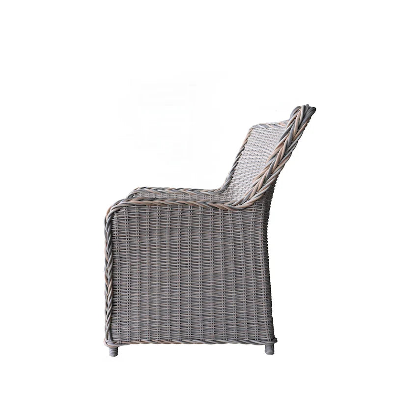 Ensemble de 2 chaises de salle à manger Teva Furniture Hawaii en résine tressée PE, coloris gris/blanc cassé/beige, avec coussin