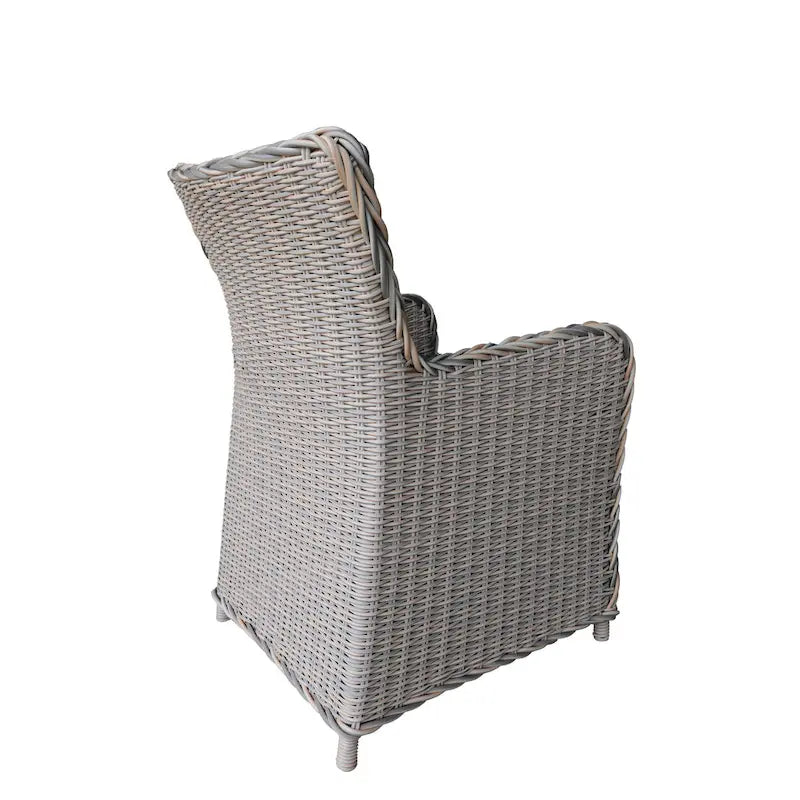 Ensemble de 2 chaises de salle à manger Teva Furniture Hawaii en résine tressée PE, coloris gris/blanc cassé/beige, avec coussin