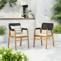 Chaises de salle à manger d'extérieur Oucacia en bois d'acacia et corde (lot de 2) par Christopher Knight Home