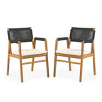 Chaises de salle à manger d'extérieur Oucacia en bois d'acacia et corde (lot de 2) par Christopher Knight Home
