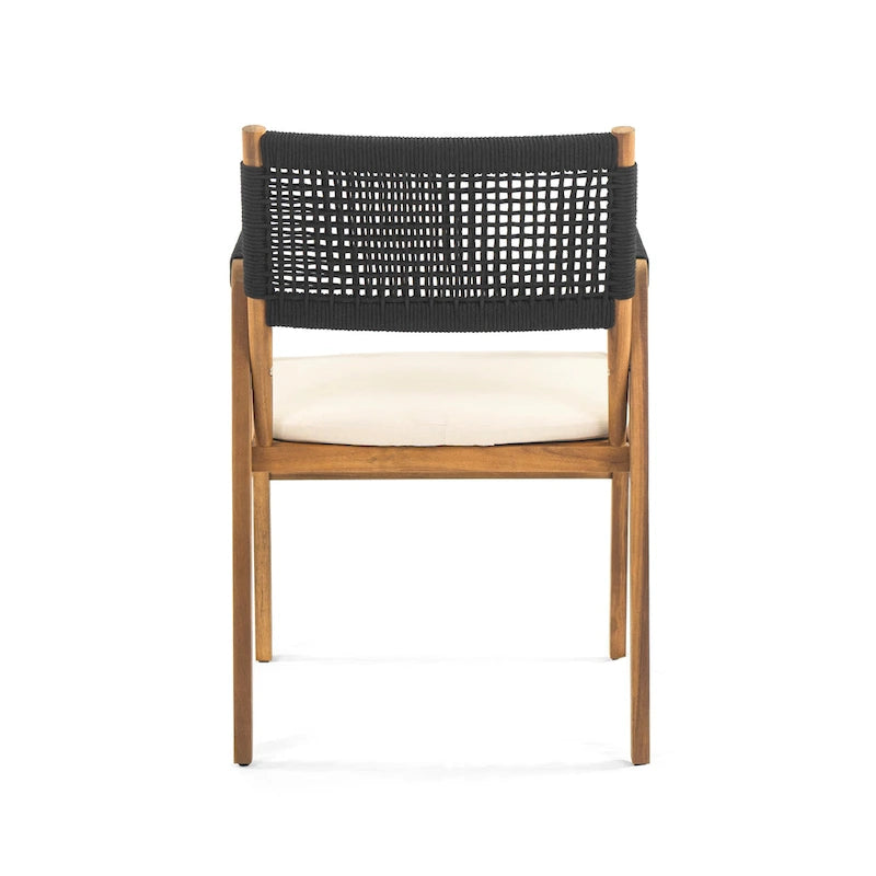 Chaises de salle à manger d'extérieur Oucacia en bois d'acacia et corde (lot de 2) par Christopher Knight Home