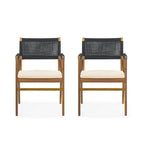 Chaises de salle à manger d'extérieur Oucacia en bois d'acacia et corde (lot de 2) par Christopher Knight Home