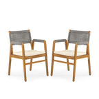 Chaises de salle à manger d'extérieur Oucacia en bois d'acacia et corde (lot de 2) par Christopher Knight Home