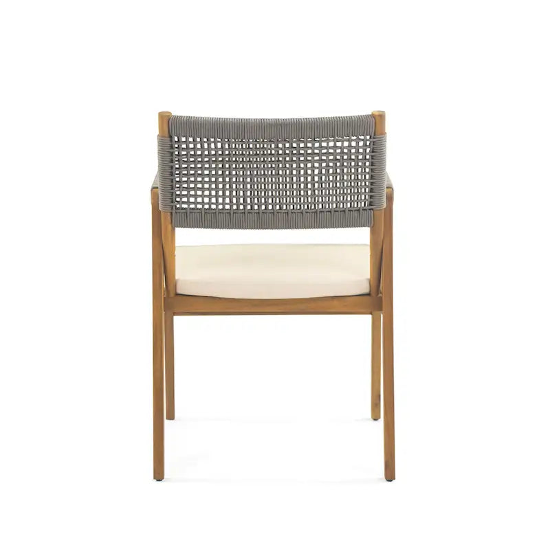 Chaises de salle à manger d'extérieur Oucacia en bois d'acacia et corde (lot de 2) par Christopher Knight Home