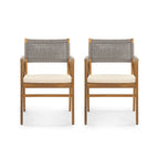 Chaises de salle à manger d'extérieur Oucacia en bois d'acacia et corde (lot de 2) par Christopher Knight Home