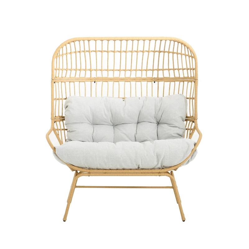 Canapé deux places d'extérieur en osier Palos avec coussin en tissu par Christopher Knight Home