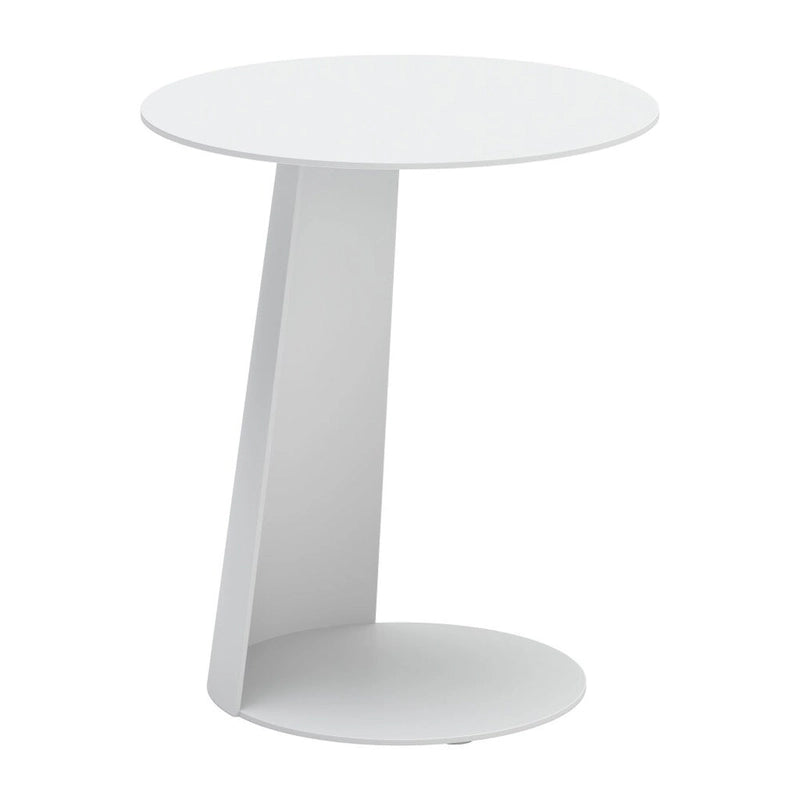 Table d'appoint d'extérieur arrondie en aluminium blanc HomeRoots 16