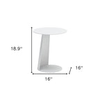 Table d'appoint d'extérieur arrondie en aluminium blanc HomeRoots 16