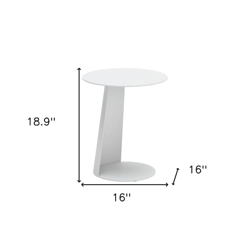 Table d'appoint d'extérieur arrondie en aluminium blanc HomeRoots 16