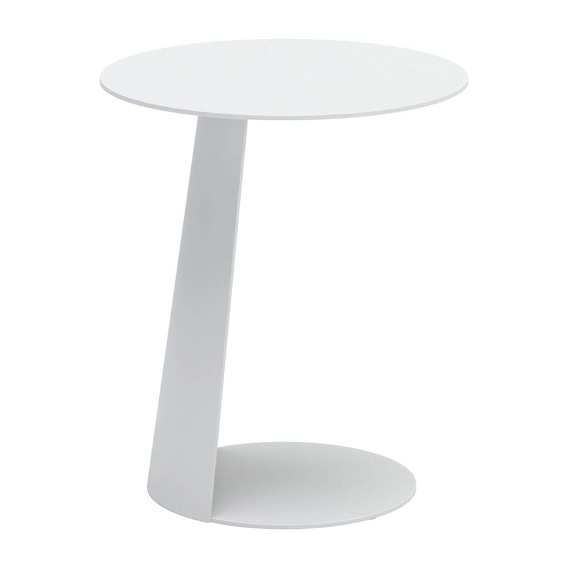 Table d'appoint d'extérieur arrondie en aluminium blanc HomeRoots 16