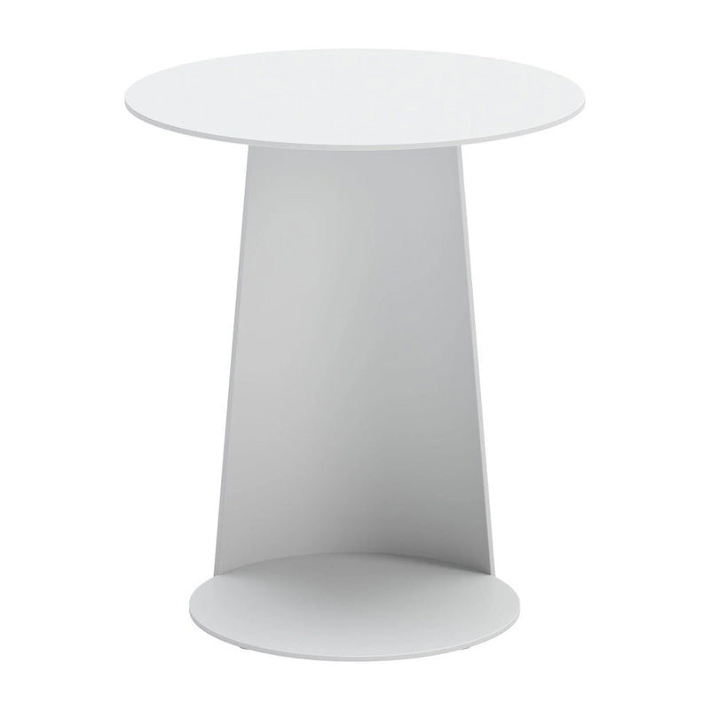 Table d'appoint d'extérieur arrondie en aluminium blanc HomeRoots 16