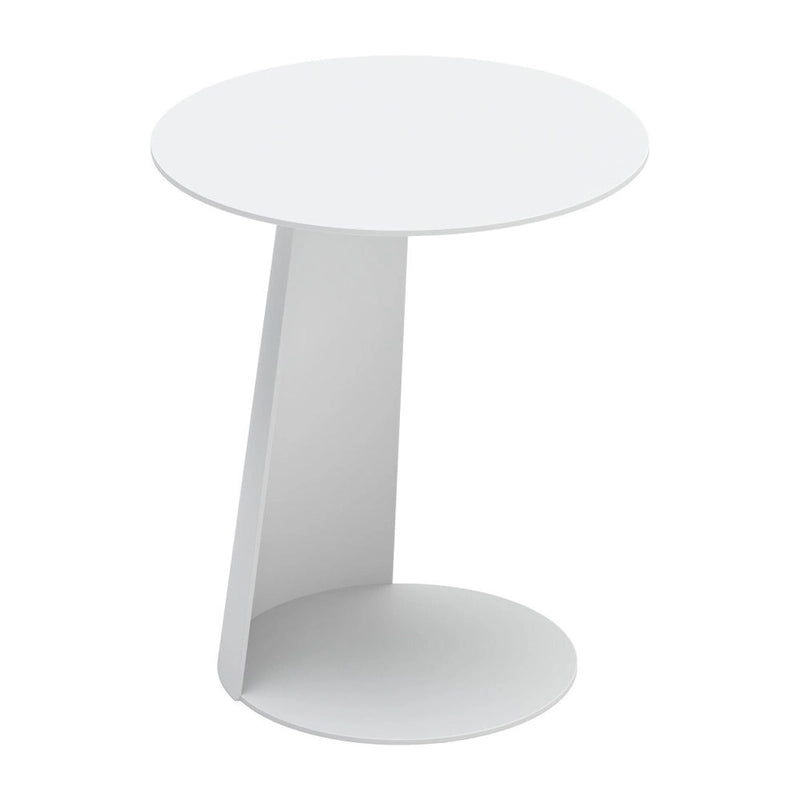 Table d'appoint d'extérieur arrondie en aluminium blanc HomeRoots 16