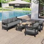 Ensemble de sièges d'extérieur avec coussins épais pour un confort optimal, idéal pour les pelouses, les patios et les abords de piscine.