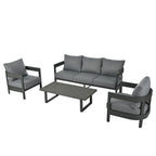 Ensemble de sièges d'extérieur avec coussins épais pour un confort optimal, idéal pour les pelouses, les patios et les abords de piscine.