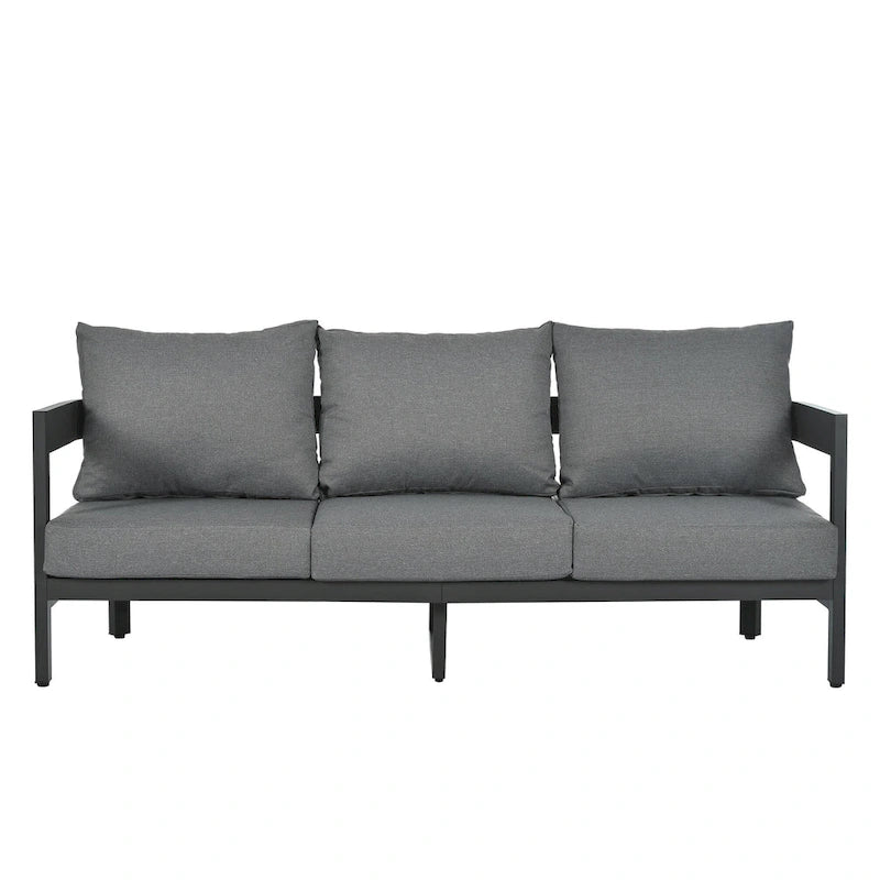 Ensemble de sièges d'extérieur avec coussins épais pour un confort optimal, idéal pour les pelouses, les patios et les abords de piscine.