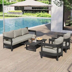 Ensemble de sièges d'extérieur avec coussins épais pour un confort optimal, idéal pour les pelouses, les patios et les abords de piscine.
