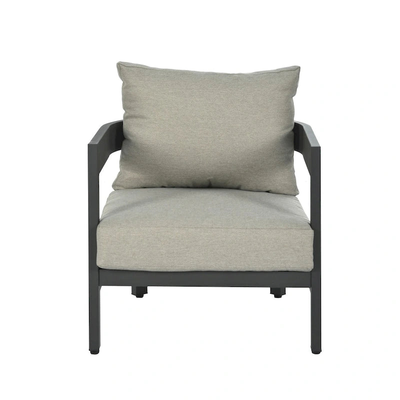Ensemble de sièges d'extérieur avec coussins épais pour un confort optimal, idéal pour les pelouses, les patios et les abords de piscine.