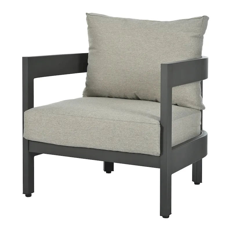Ensemble de sièges d'extérieur avec coussins épais pour un confort optimal, idéal pour les pelouses, les patios et les abords de piscine.