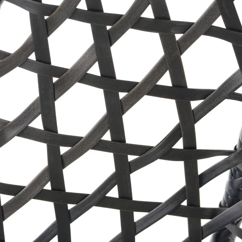 Fauteuil suspendu polyvalent pour l'intérieur et l'extérieur, en rotin PE, avec support et coussin.