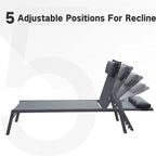 Ensemble de chaises longues d'extérieur pour patio, 3 pièces, chaises longues de piscine avec dossier réglable et appui-tête, 1 table