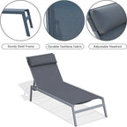 Ensemble de chaises longues d'extérieur pour patio, 3 pièces, chaises longues de piscine avec dossier réglable et appui-tête, 1 table