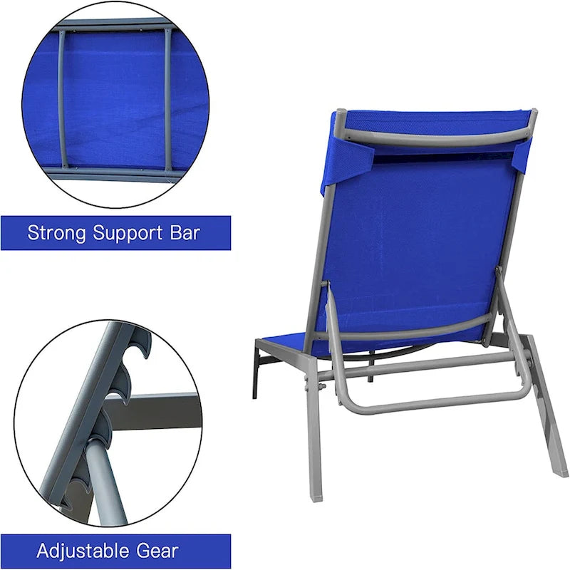 Ensemble de chaises longues d'extérieur pour patio, 3 pièces, chaises longues de piscine avec dossier réglable et appui-tête, 1 table