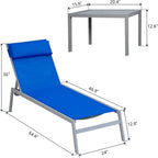 Ensemble de chaises longues d'extérieur pour patio, 3 pièces, chaises longues de piscine avec dossier réglable et appui-tête, 1 table