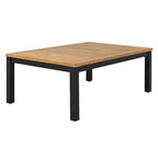 Ensemble de canapé d'angle en fer forgé 4 pièces pour terrasse, avec table basse et étagère de rangement latérale.