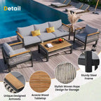 Ensemble de salon de jardin 4 pièces avec coussins et 1 table basse