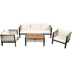 Ensemble de salon de jardin 4 pièces avec coussins et 1 table basse