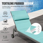 Ensemble de 3 chaises longues d'extérieur en aluminium avec table d'appoint et roulettes, fauteuil inclinable rembourré et réglable pour piscine, plage