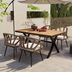 Ensemble de jardin contemporain avec chaises en rotin synthétique et table en bois synthétique